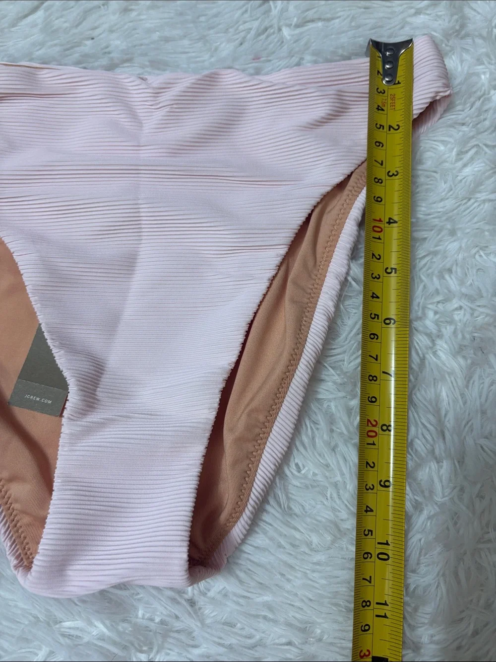 NWT J. Crew Light Pink Ribbed High-Rise Cheeky Bikini Swim Bottoms Size XS